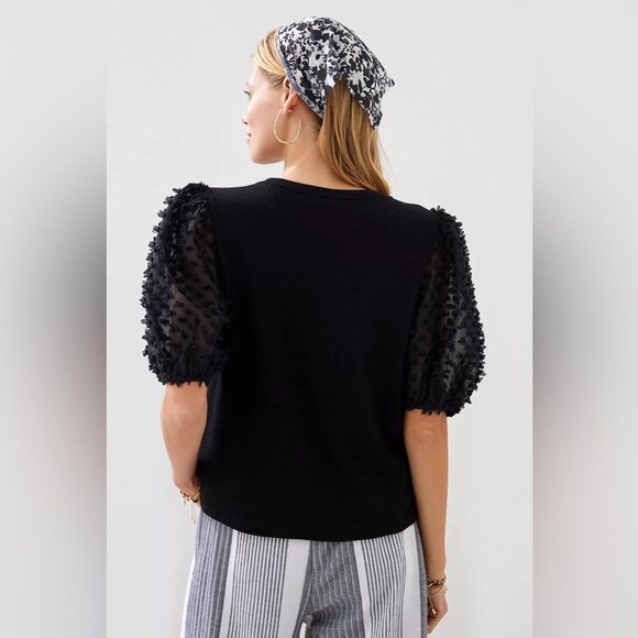 MAEVE Woven Puff-Sleeve Top black size large - Picture 4 of 9